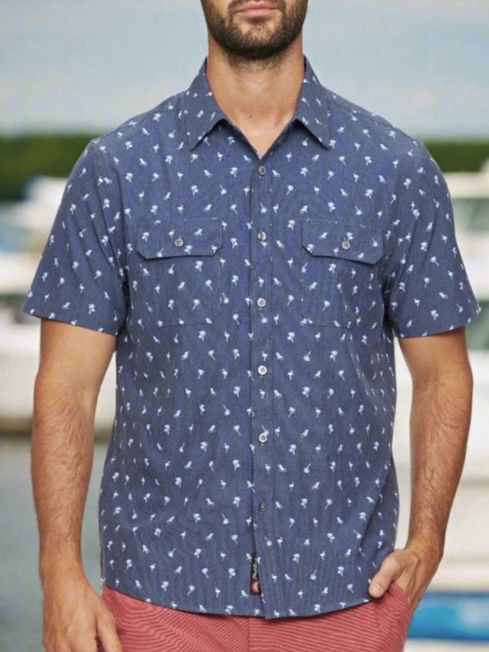 Flag & Anthem Men's MadeFlex Tuscaloosa Performance Shirt Tropical Blue Large